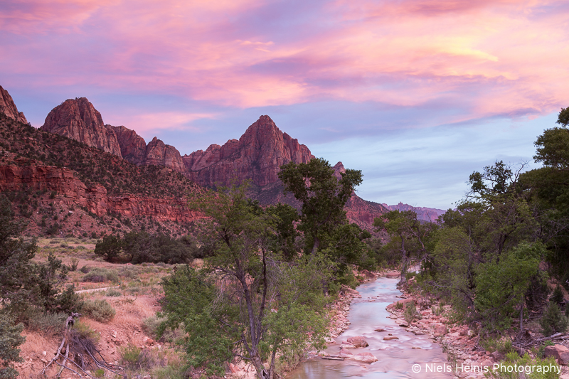 Sunset over the Virgin River - Zion National Park